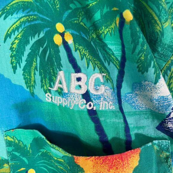 Hawaiian Shirt‎ XL Tropical Palm Tree Sailboat Floral Cotton Blend Vacation - Picture 6 of 9